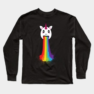 Rainbow Puke Unicorn LGBT Pride Long Sleeve T-Shirt